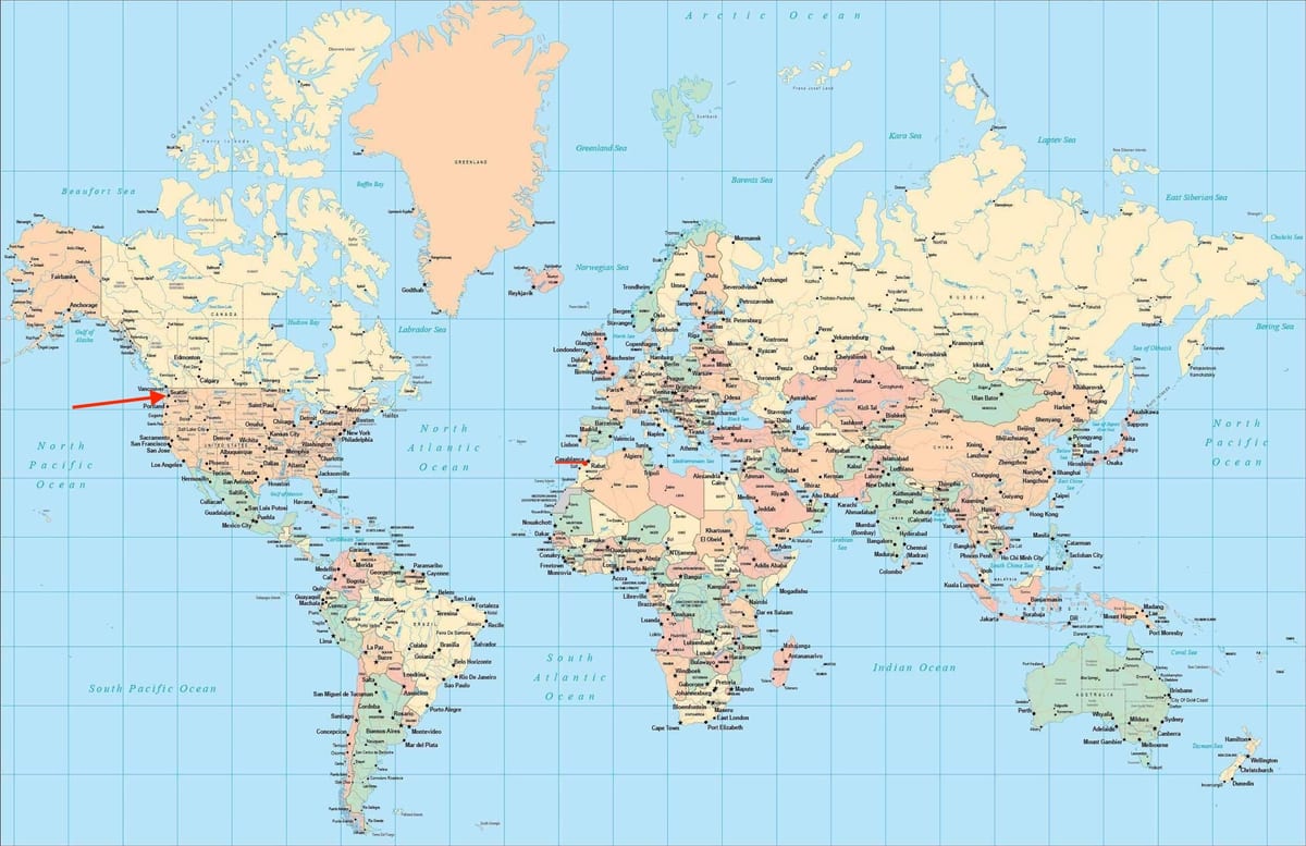 Расположение Сиэтла на карте мира